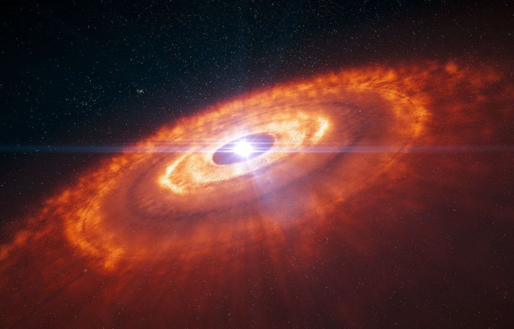 Visió artistica d'un disc protoplanetari al voltant un estel jove: Crèdit: ESO/L. Calçada