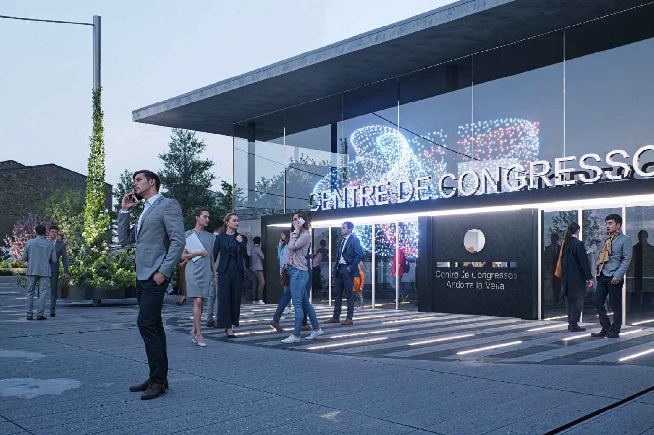 La zona de l'entrada al centre de congressos.