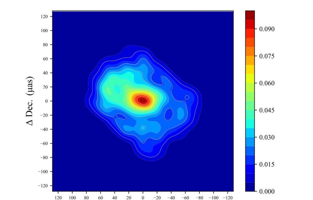 Imatge de Sagittarius A* obtinguda per Miyoshi et al. basada amb les dades del EHT - Crèdit: Miyoshi et al. MNRAS 534, 4