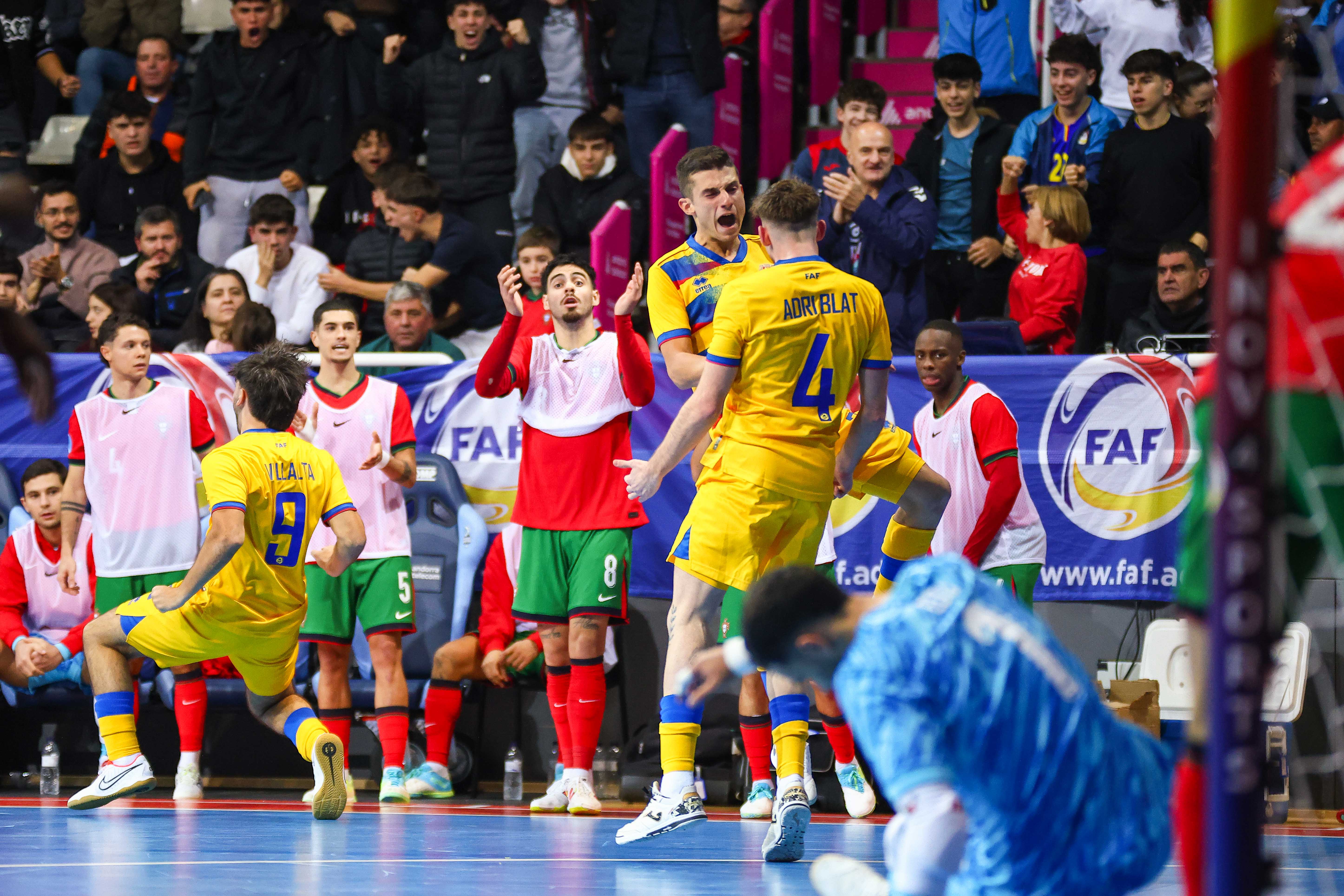 Andorra, celebrant el gol d'Adrià Blat a la segona meitat.