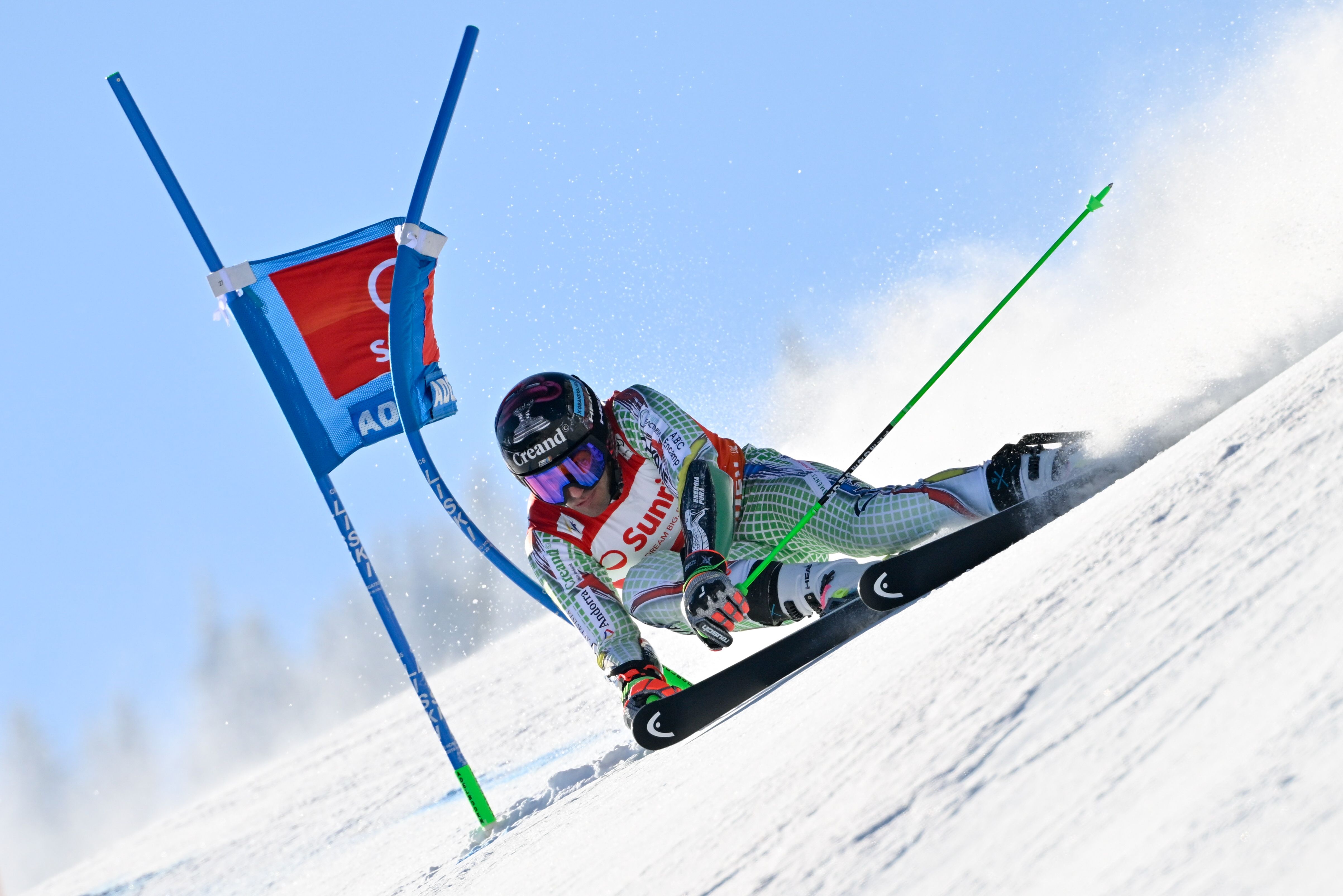 Joan Verdú, a la primera mànega de la Copa del Món d'Adelboden.