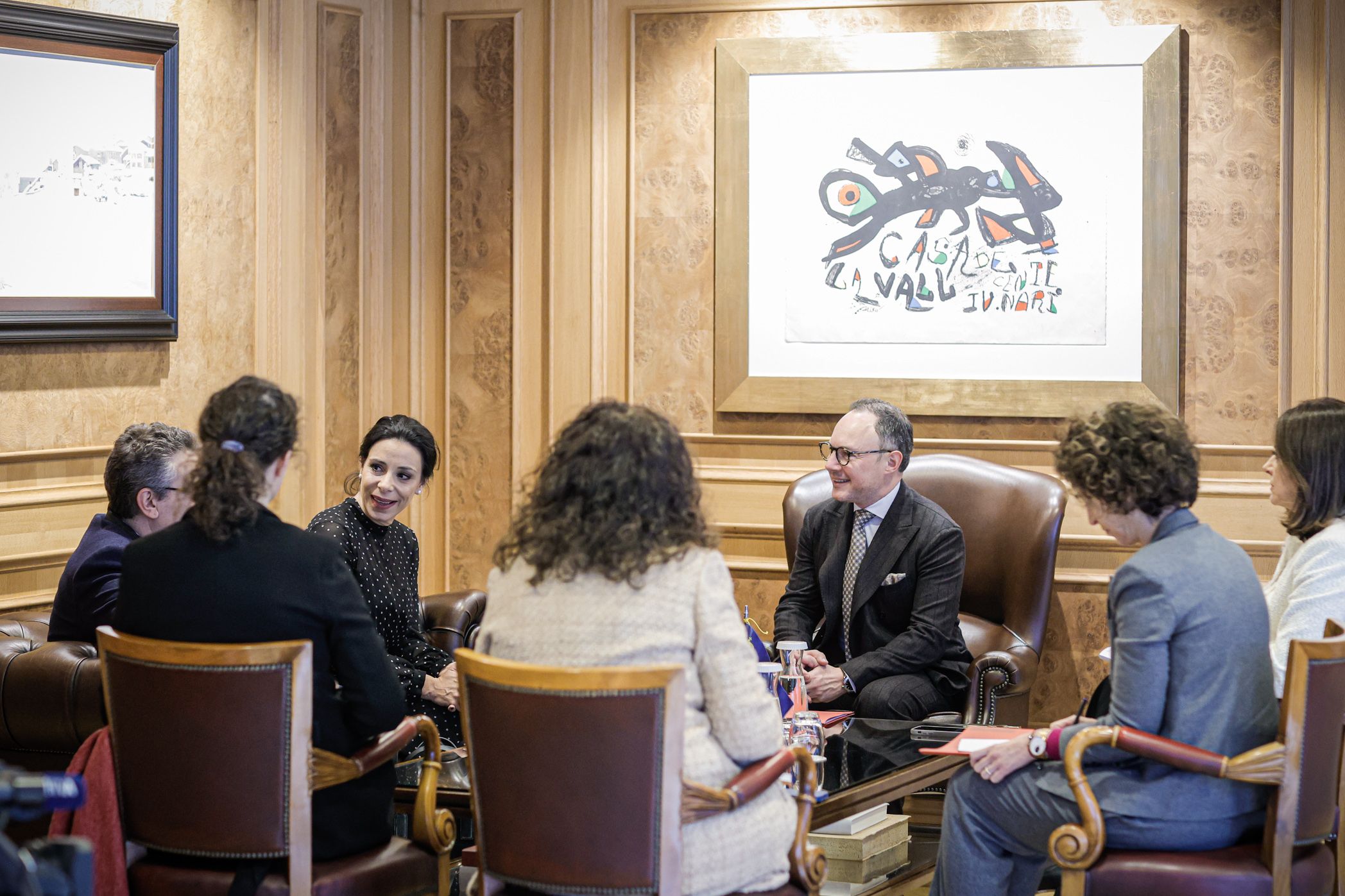 Reunió del cap de Govern, Xavier Espot, amb la ministra d'Afers Exteriors, Educació i Esports de Liechtenstein, Dominique Hasler.