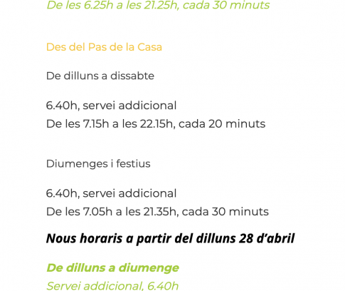 Horaris de primavera de la L4. Horaris de primavera de la L4.
