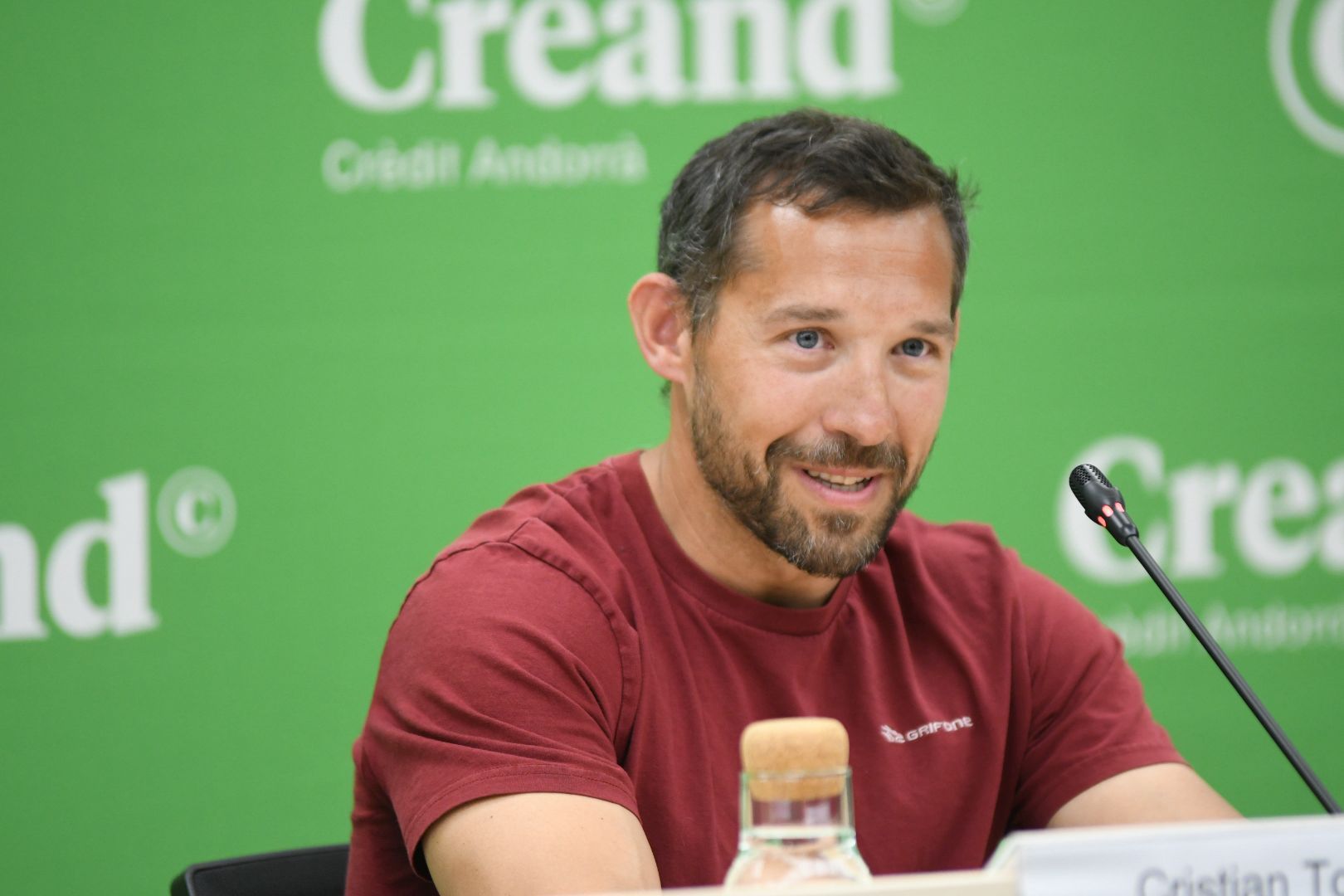 L'entrenador de Mònica Doria, Cristian Tobio, durant la roda de premsa. L'entrenador de Mònica Doria, Cristian Tobio, durant la roda de premsa.